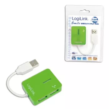 USB-Hub LOGILINK UA0138 — 4‑Port USB 2.0 Hub, grün, bis zu 480 Mbit/s