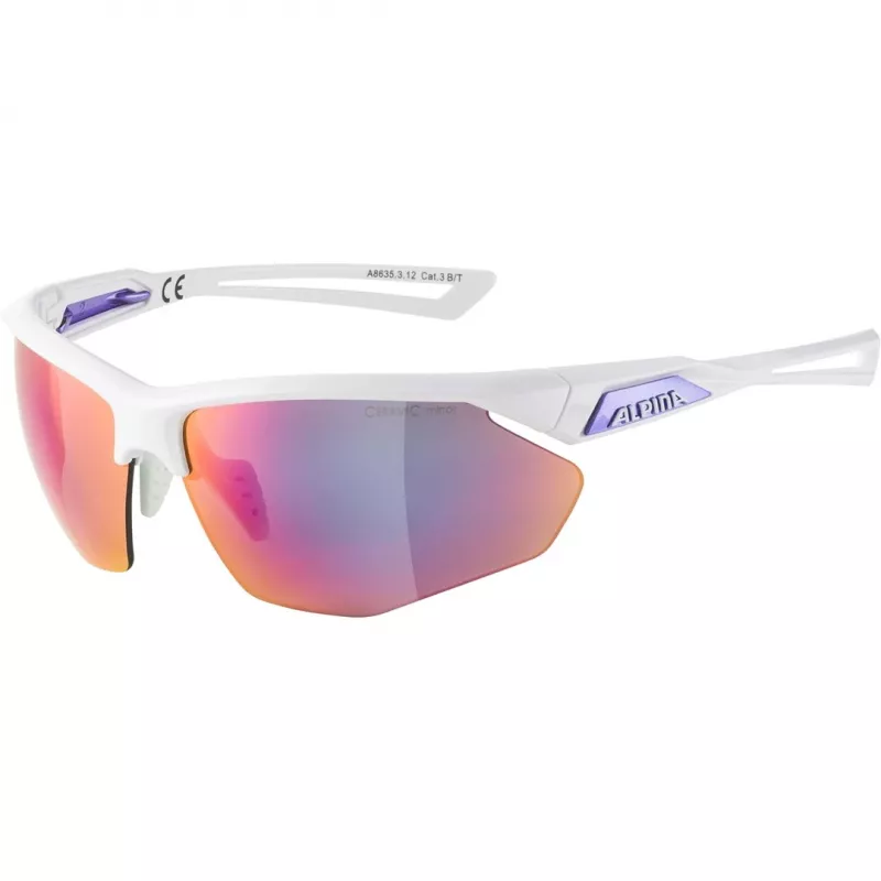 ALPINA Sonnenbrille Radfahren NYLOS HR weiß-lila Glas lila glänzend Kat.3