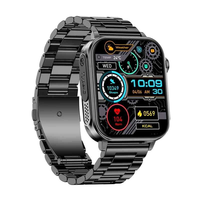 Smartwatch Colmi P80 Stahl Schwarz mit Bluetooth und Herzfrequenzmesser