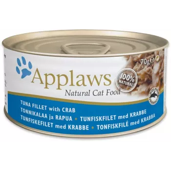 APPLAWS Thunfischfilet mit Krabbe in Brühe – Nassfutter für Katzen – 70g