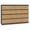 Kommode Top e shop M8 140 ANT/ART — 8 Schubladen, Anthrazit/Eiche, 1380×400×970 mm, Spanplatte