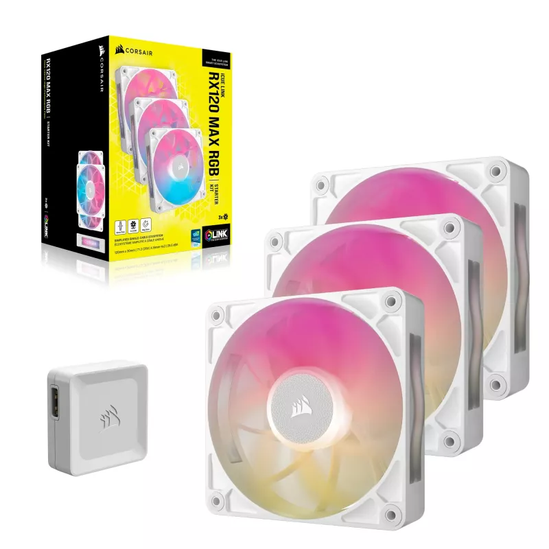 Corsair iCUE LINK RX120 MAX RGB 12 cm Weiß 3 Stück 400-2000 U/min