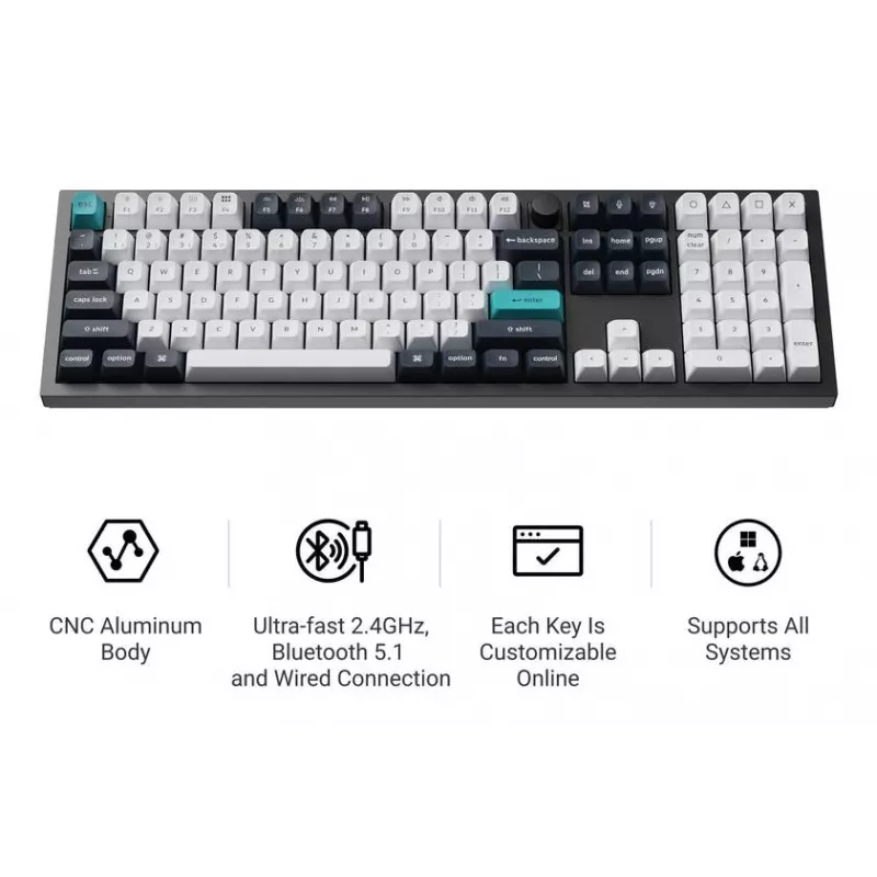 Mechanische Tastatur Keychron Q6 Max QMK VIA mit Gateron Jupiter Switches, Full-Size-Layout