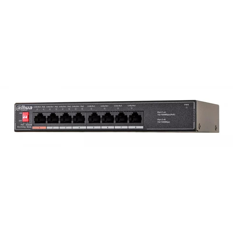 Dahua Technology PoE SF1008LP Unmanaged L2 Fast Ethernet (10/100) Power over Ethernet (PoE) Schwarz