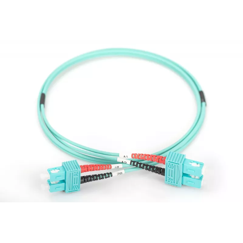 DIGITUS Professional - Patchkabel - SC Multimode (M) zu SC Multimode (M) - 2 m - Glasfaser - 50/125 Mikrometer - OM3 - halogenfrei - aquamarin