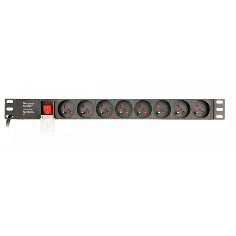 EnerGenie EG-PDU-014-F Rack-Stromverteilereinheit (8 FR-Steckdosen, 1U, 16A, Schuko-Stecker, 3m, schwarz)