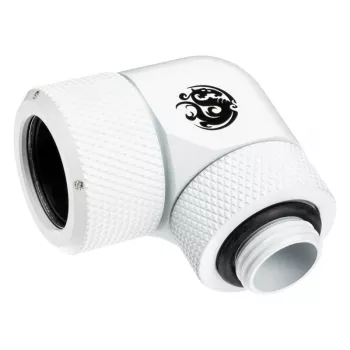 Fitting BitsPower BP-DWE90RMLA16 — Messing 90°-Winkelfitting für Computer-Kühlung, Durchmesser 1,6 cm, weiß