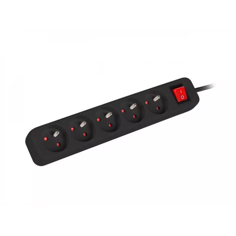 Netzteil-Leiste Lanberg PS1-05E-0300-BK 3 m 5 AC-Steckdosen Innenbereich Weiß