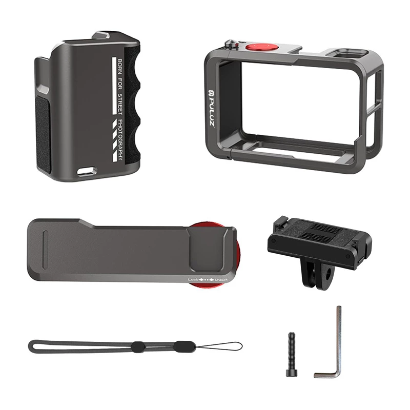 Metall-Schutzhülle mit Puluz-Griff für DJI Osmo Action 5 Pro / Action 4 / Action 3