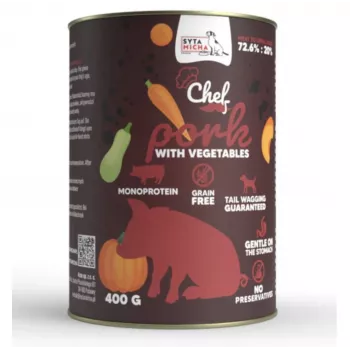 SYTA MICHA Chef Schwein mit Gemüse – Nassfutter für Hunde – 400 g