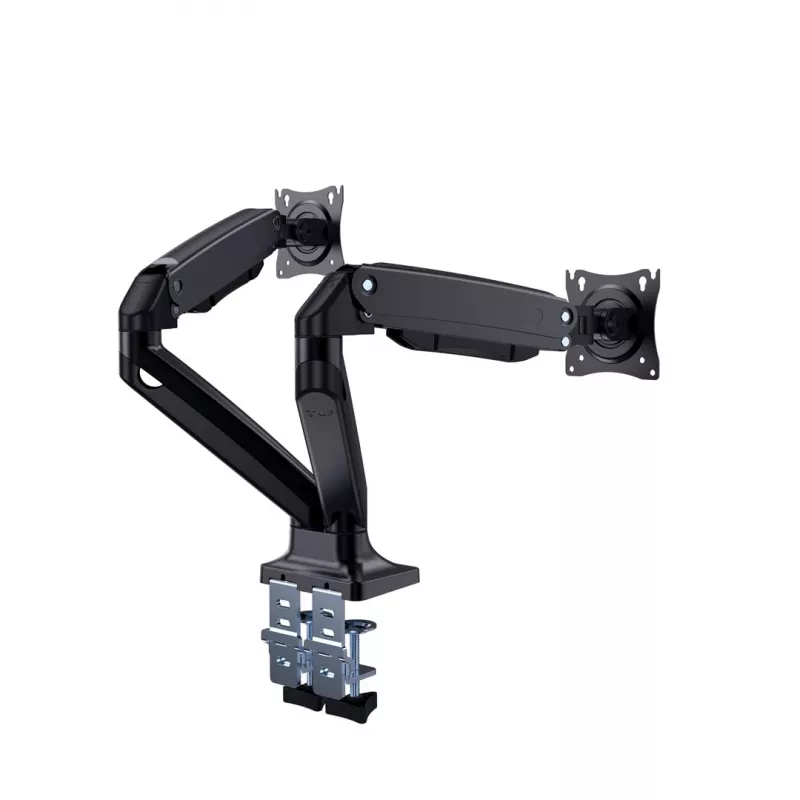 Monitor-Halterung GEMBIRD MA-DA2-03 für Bildschirme bis 35 Zoll, Tischklemme, VESA 75x75–100x100, 20 kg, schwarz, Dual-Display