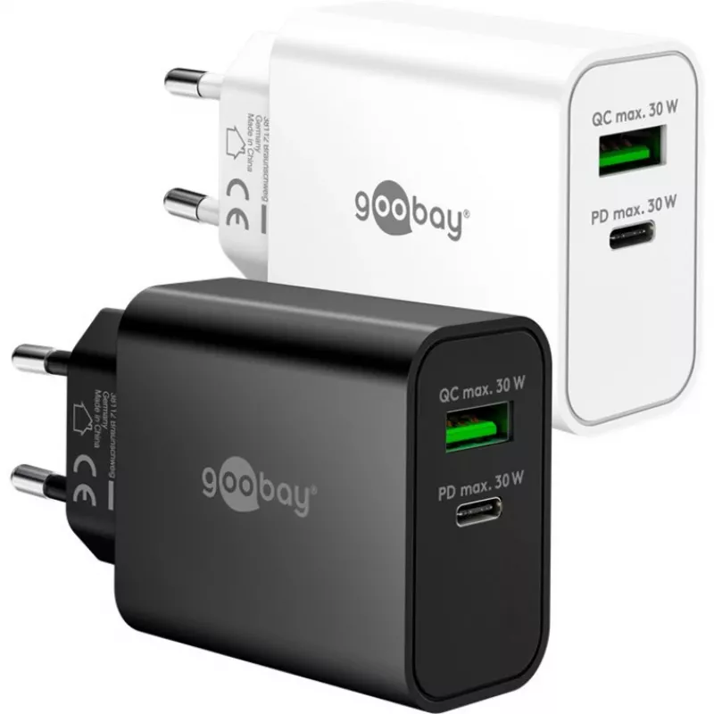 Goobay USB-C PD GaN Dual-Schnellladegerät 30 W schwarz (75335)