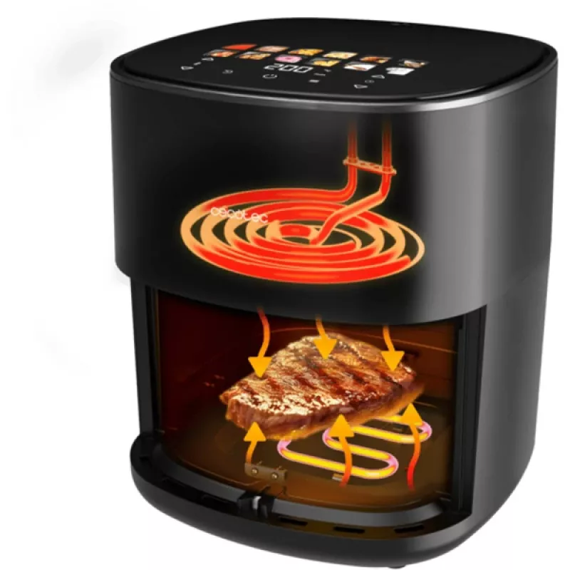 Heißluftfritteuse Cecotec Cecofry&Grill Duoheat 6500, 6,5 L, 2200 W, Touch-LCD, schwarz