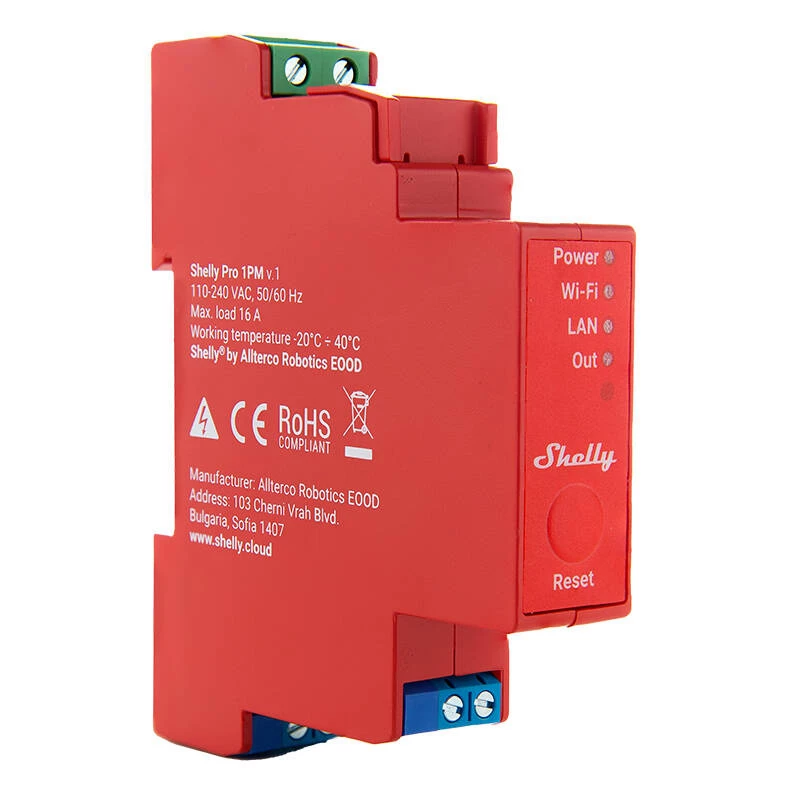 Halbleiterrelais Shelly Pro 1PM Pink 16A 110-240V