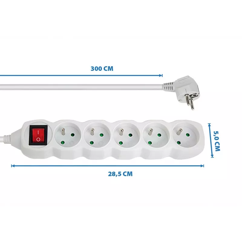 Esperanza ELK215W Stromverteiler 3 m 5 AC-Steckdose(n) Innenbereich Weiß