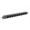 Power Distribution Unit LANBERG PDU-09E-0300-BK — 9x Steckdosen Typ E, 16 A, 220–250 V, 3 m Kabel, 1U-Rack, 19 Zoll