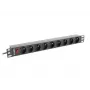 Power Distribution Unit LANBERG PDU-09E-0300-BK — 9x Steckdosen Typ E, 16 A, 220–250 V, 3 m Kabel, 1U-Rack, 19 Zoll