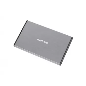 Externes HDD/SSD-Gehäuse NATEC Rhino GO — 2,5 Zoll SATA, 9,5 mm, USB 3.0, Aluminium, grau, bis zu 4 TB