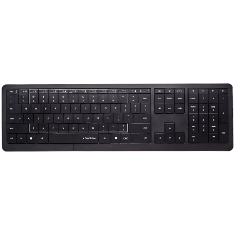 CLEVETURA CLVX 1 Touch-On-Keys AI Drahtlose Tastatur, ANSI US Windows-Layout, Scherenschalter, Aluminiumgehäuse, interaktives RGB