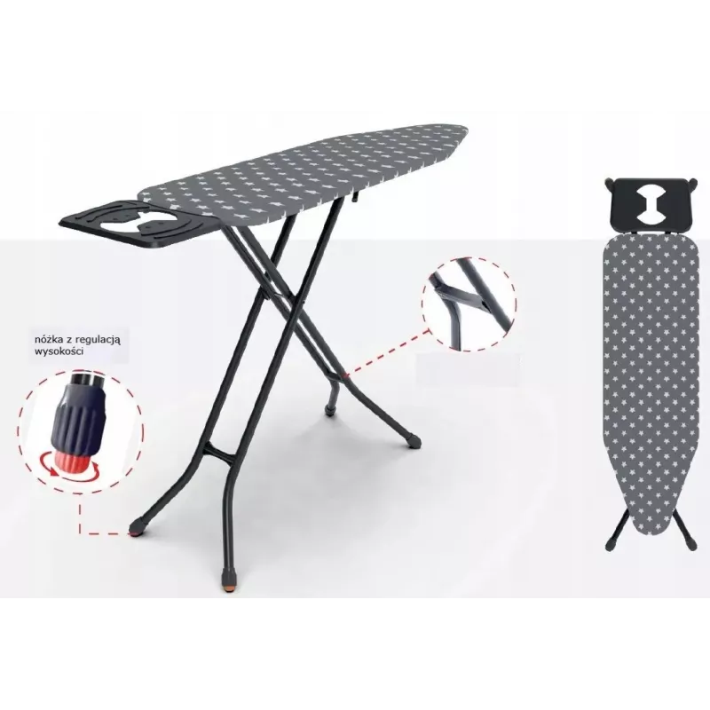 BÜGELBRETT 120x38cm PROMIS PKD50 STAR stabil mit höhenverstellbarer Stabilität