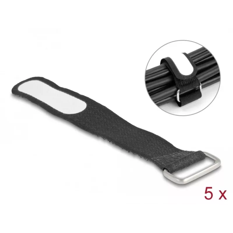 Kabelbinder-Halterung DeLOCK 19603 Klettverschluss schwarz 127x20 mm 5 Stück