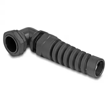 DeLOCK Kabelverschraubung 90° gewinkelt PG21 schwarz Zugentlastung