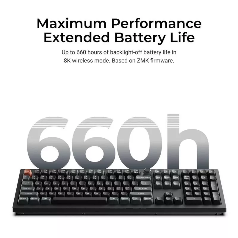 Mechanische Full-Size (100%) Tastatur Keychron V6 Ultra 8K — QWERTY, Bluetooth, RGB-LED, Schwarz