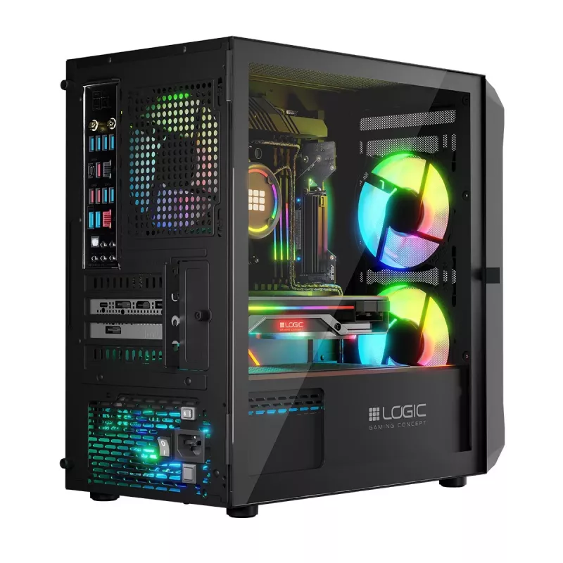 Computer-Gehäuse Logic Concept Portos Mini ARGB Micro ATX Schwarz