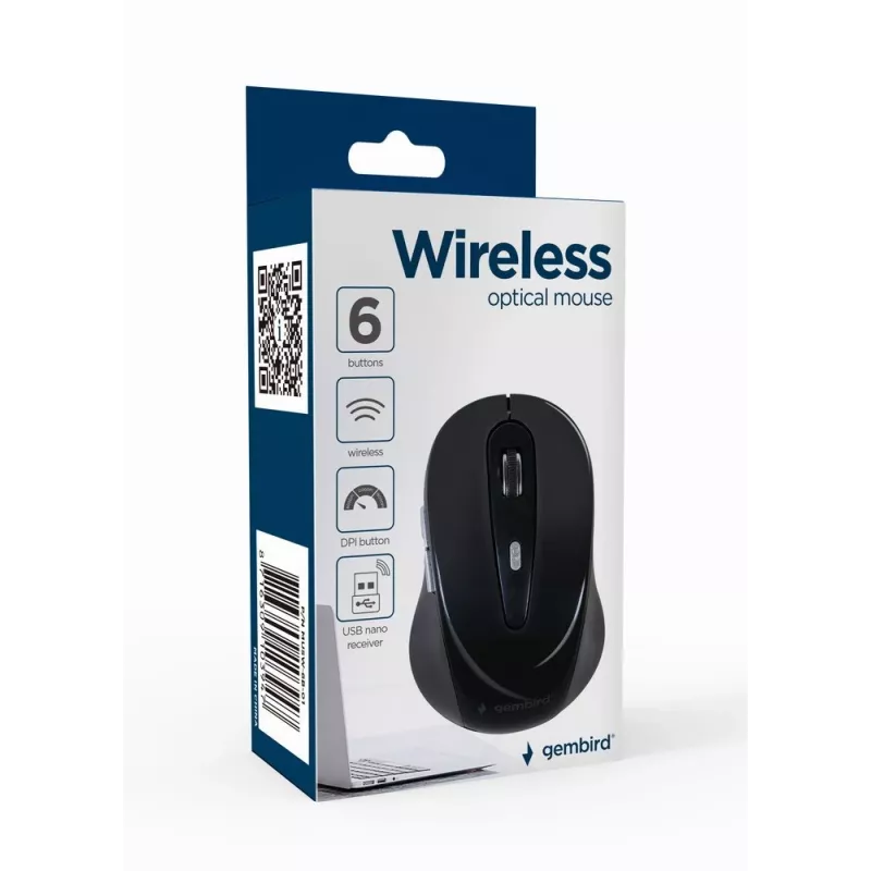Gembird MUSW-6B-01 Maus Büro Rechtshänder RF Wireless Optisch 1600 DPI