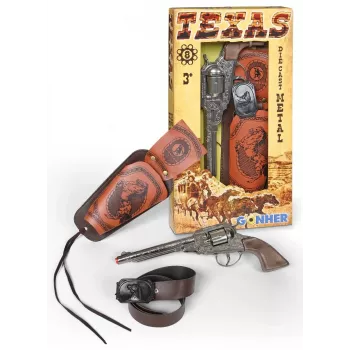 Spielzeug-Metall-Cowboy-Revolver Pulio 155150/0 mit abnehmbarem Holster, Single-Action-Replikat