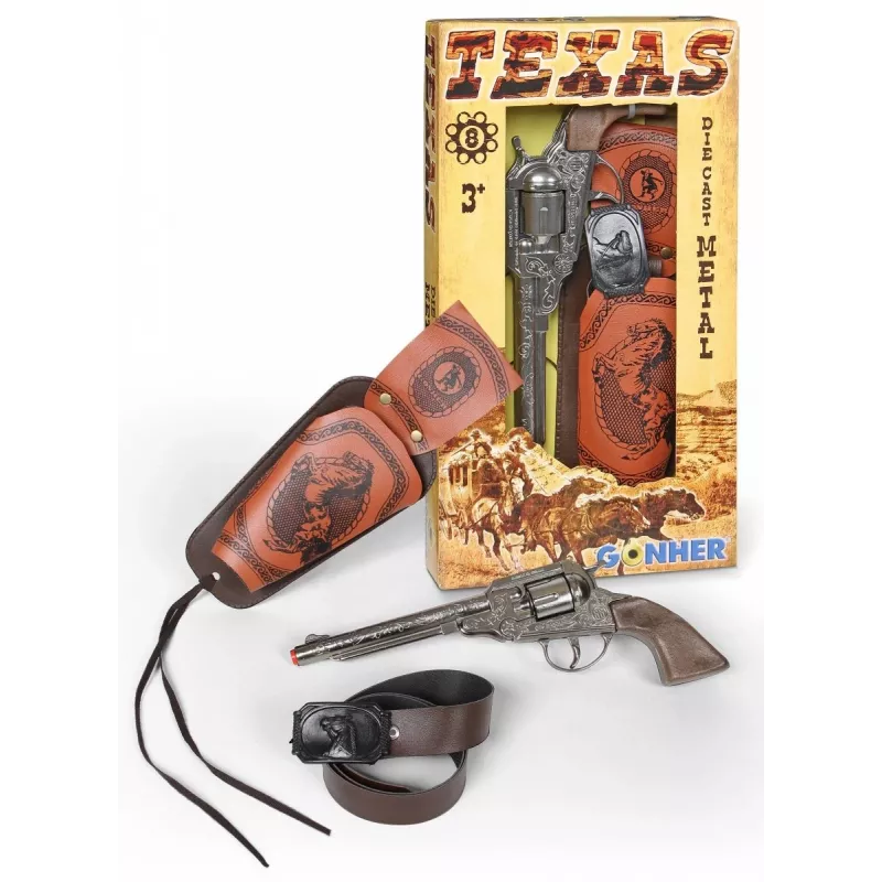 Spielzeug-Metall-Cowboy-Revolver Pulio 155150/0 mit abnehmbarem Holster, Single-Action-Replikat