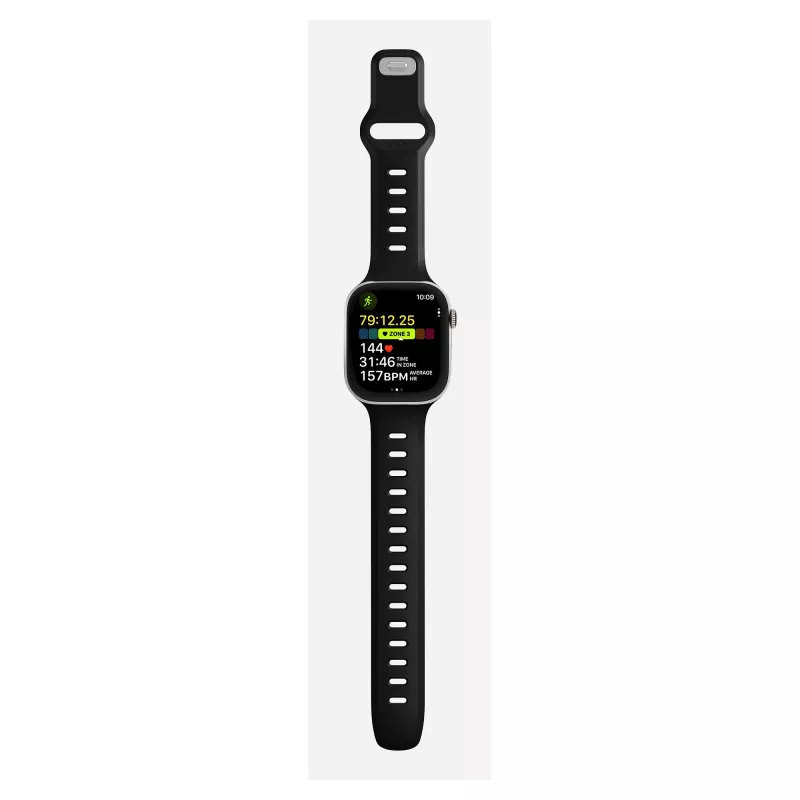 Uhrenarmband Nomad Tempo Band Schwarz Gummi — 20 mm Breite, passend für Handgelenke 155–193 mm