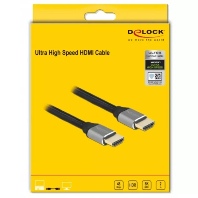 Delock Ultra High Speed HDMI Kabel 48 Gbps 8K 60 Hz grau 2 m zertifiziert