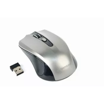 Kabellose Maus GEMBIRD MUSW-4B-04-BG — rechtshändig, optisch 1600 DPI, 4 Tasten, RF Wireless, schwarz/grau