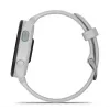 Smartwatch GARMIN Forerunner 165 — GPS, AMOLED 1,2 Zoll, 4 GB, 5 ATM, 11 Tage Akku, Graues Gehäuse, Weißes Armband