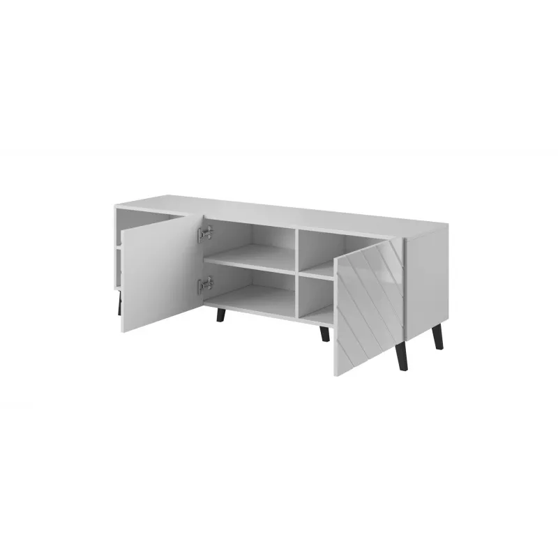 RTV-Schrank ABETO 150x42x52 weiß/weiß glänzend