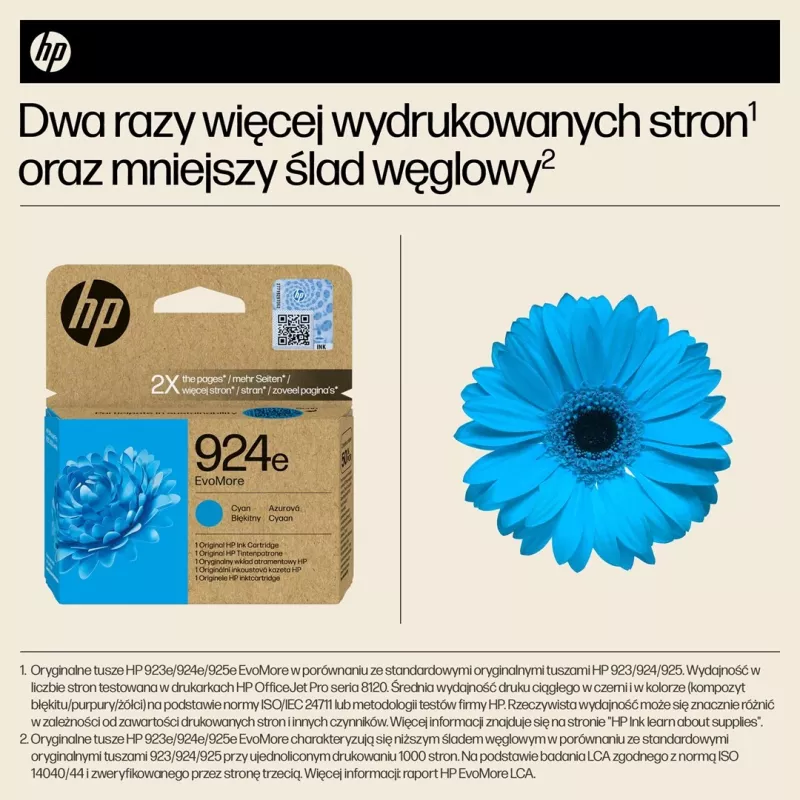 HP 924e EvoMore Cyan Original Tintenpatrone, Hohe (XL) Reichweite, Cyan, 1 Stück, 800 Seiten, Einzelpackung
