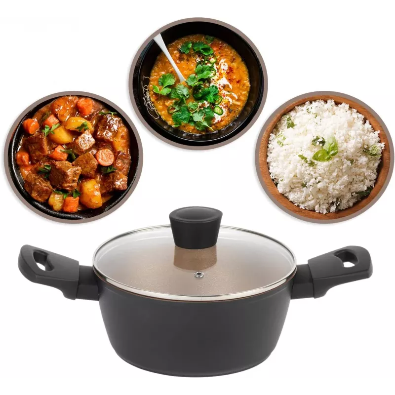 Kochtopf Russell Hobbs RH01669BEU7 20 cm, schwarz, Edelstahl-Innenbereich