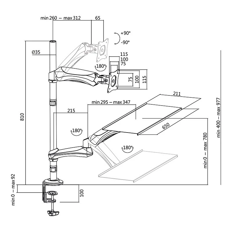 LogiLink BP0030 Monitorhalterung / Standfuß 68,6 cm (27) Schreibtisch Schwarz