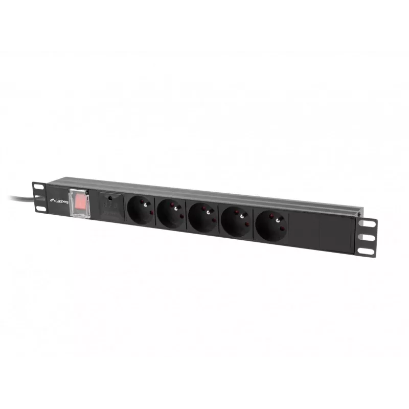 Lanberg PDU-05E-0200-IEC-BK Stromverteilereinheit (PDU) 5 AC-Ausgänge 1U Schwarz