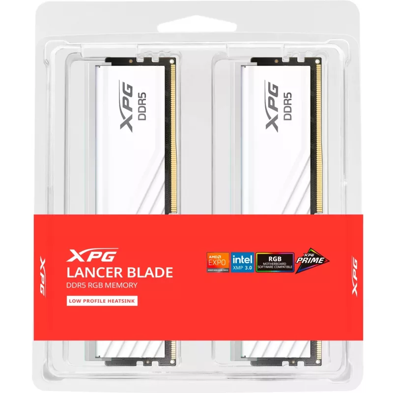 ADATA DIMM 16 GB DDR5-5600 (2x 8 GB) Dual-Kit (Weiß, AX5U5600C468G-DTLABRWH, XPG Lancer Blade RGB, INTEL XMP, AMD EXPO) - 16 GB - DDR5