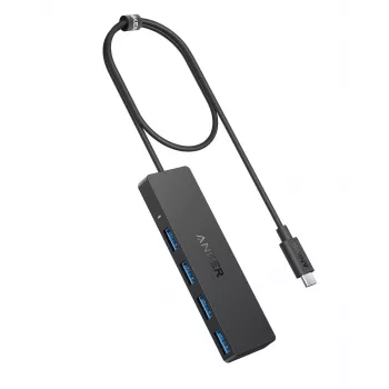 USB-Hub Anker Ultra schlank A8309G11 — USB-Typ-C-Host, 3× USB 3.2 Gen 1 Typ-A, kompakt 103×30×10 mm, schwarz