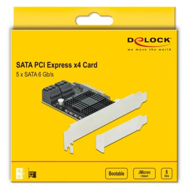 SATA PCI Express x4 Karte DeLOCK 5 Port Low Profile Formfaktor