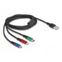 DeLOCK USB-Ladekabel 3-in-1 Typ-A auf Lightning, Micro-USB, USB Typ-C 30 cm