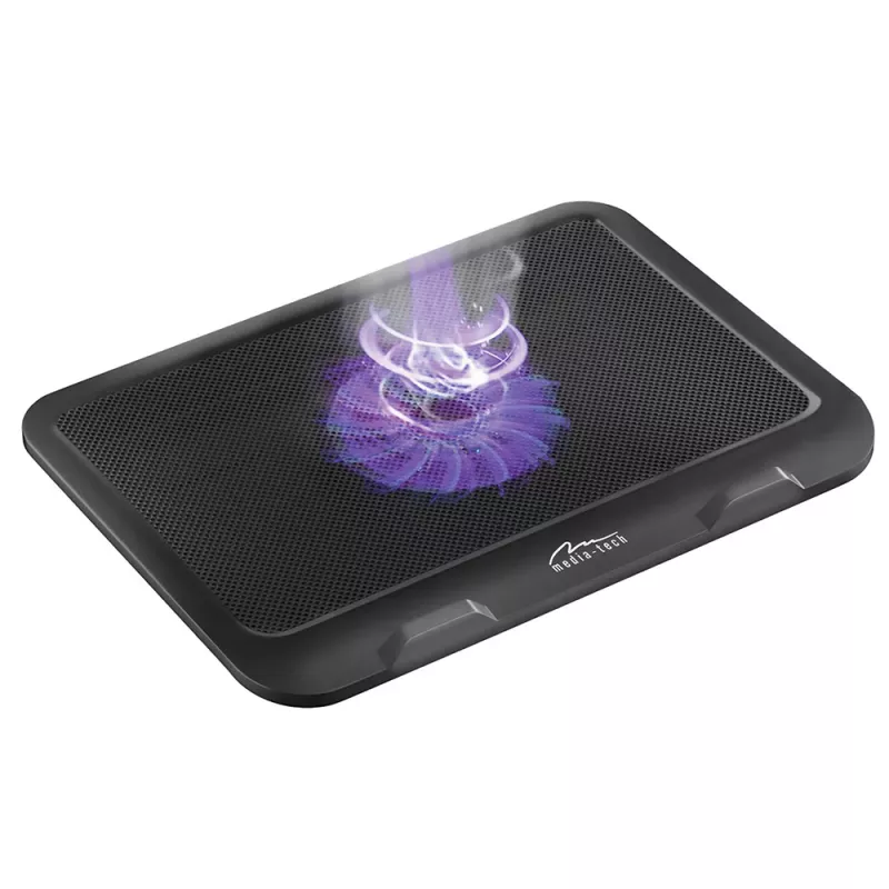 Kühlpad MEDIA-TECH MT2660 – USB-betriebener Laptop-Kühler, 1 Lüfter 13,5 cm, 20 CFM, 1000 U/min, 330×250×40 mm, 327 g, Hintergrundbeleuchtung