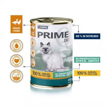 PUPIL Prime reich an Huhn und Ente - Nassfutter für Katzen - 400g