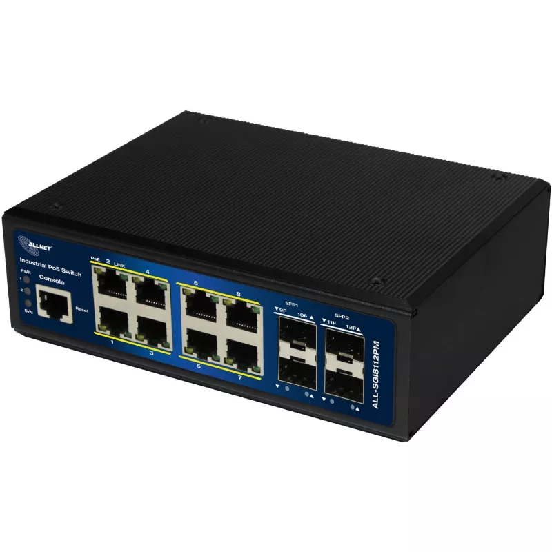 ALLNET industrial PoE Switch ALL-SGI8112PMJ 8+4 Ports