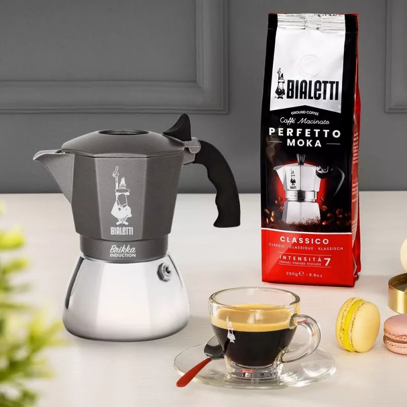 Kaffeemaschine BIALETTI BRIKKA INDUCTION 4TZ 180 ml Anthrazit, Silber