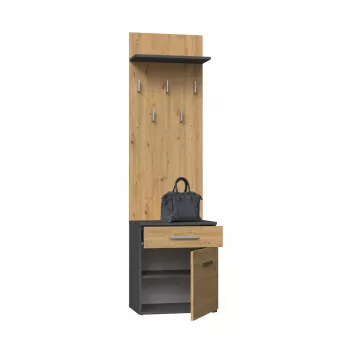 Top e Shop DUO WIESZAK ANT/ART Kleiderhaken anthrazit und eiche, Spanplatte, 5 Haken