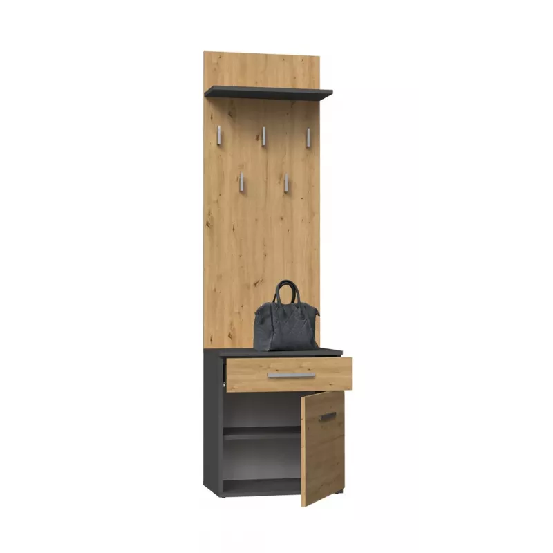 Top e Shop DUO WIESZAK ANT/ART Kleiderhaken anthrazit und eiche, Spanplatte, 5 Haken
